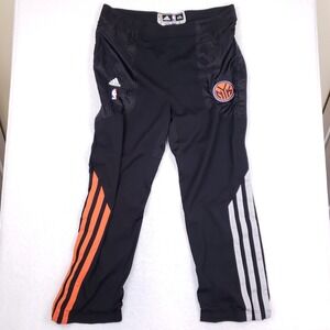 Adidas New York Knicks NBA Pants 2XL Game Used Road Warm Up Black Orange